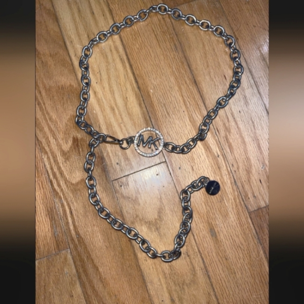 Michael Kors silver chain belt with rhinestones